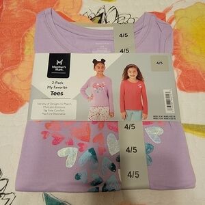 NWT Member's Mark Girls 2 Pack Long Sleeve T-Shirt